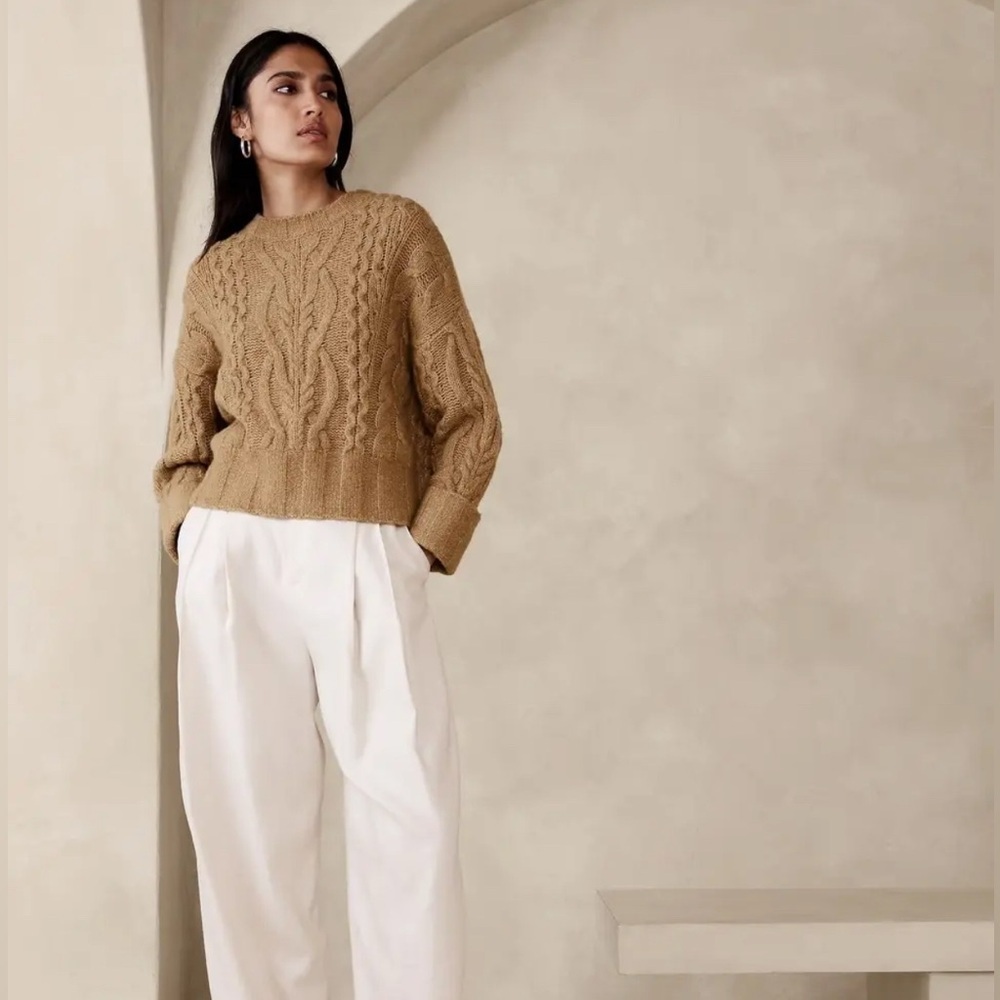 NWT Banana Republic Mujer Sofia Cable Knit Wool/Yak Sweater Sz XXL